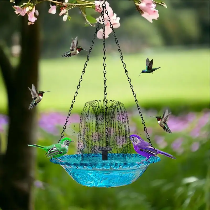 Solar Bird Bath Water Fountains Fountain Hanging Bird Feeder Hanging  Solar Powered Hummingbird Bath Bowl For Garden Bird Feeder