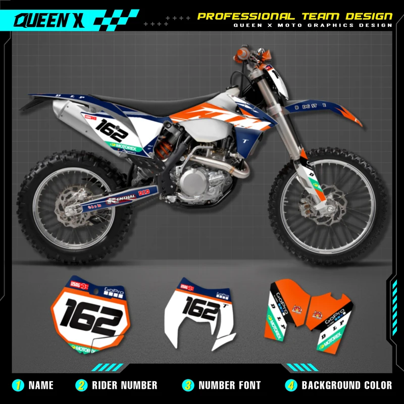 

QUEEN X MOTOR Custom Team графические Фоновые наклейки, Набор наклеек для KTM 2011 2012 SX SXF 2012 2013 EXC Φ 47