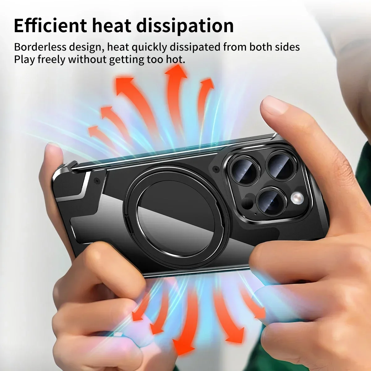 All Metal Alloy 360 ° Rotating Holder Phone Case For iPhone 13 14 15 Pro Max Air Bag Anti Drop Magnetic Wireless Charging Covers