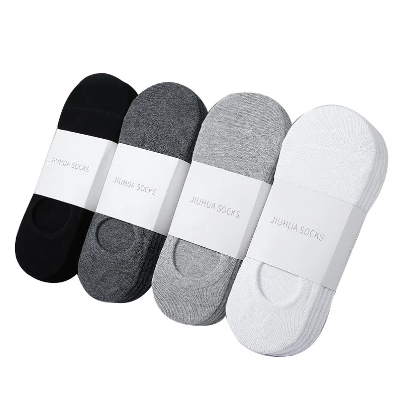 Men Boat Socks 5Pair / Lot Fashion Happy  Summer Autumn Non-slip Silicone Invisible Cotton Socks Male Ankle Sock Slippers Meia