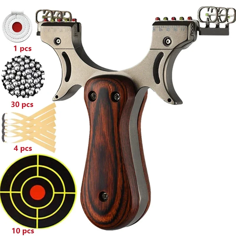 

304 Stainless Steel Triple Sight Slingsshot Quick Press Slingshot Outdoor Hunting and Shooting Steel Ball Target Paper Set Caza