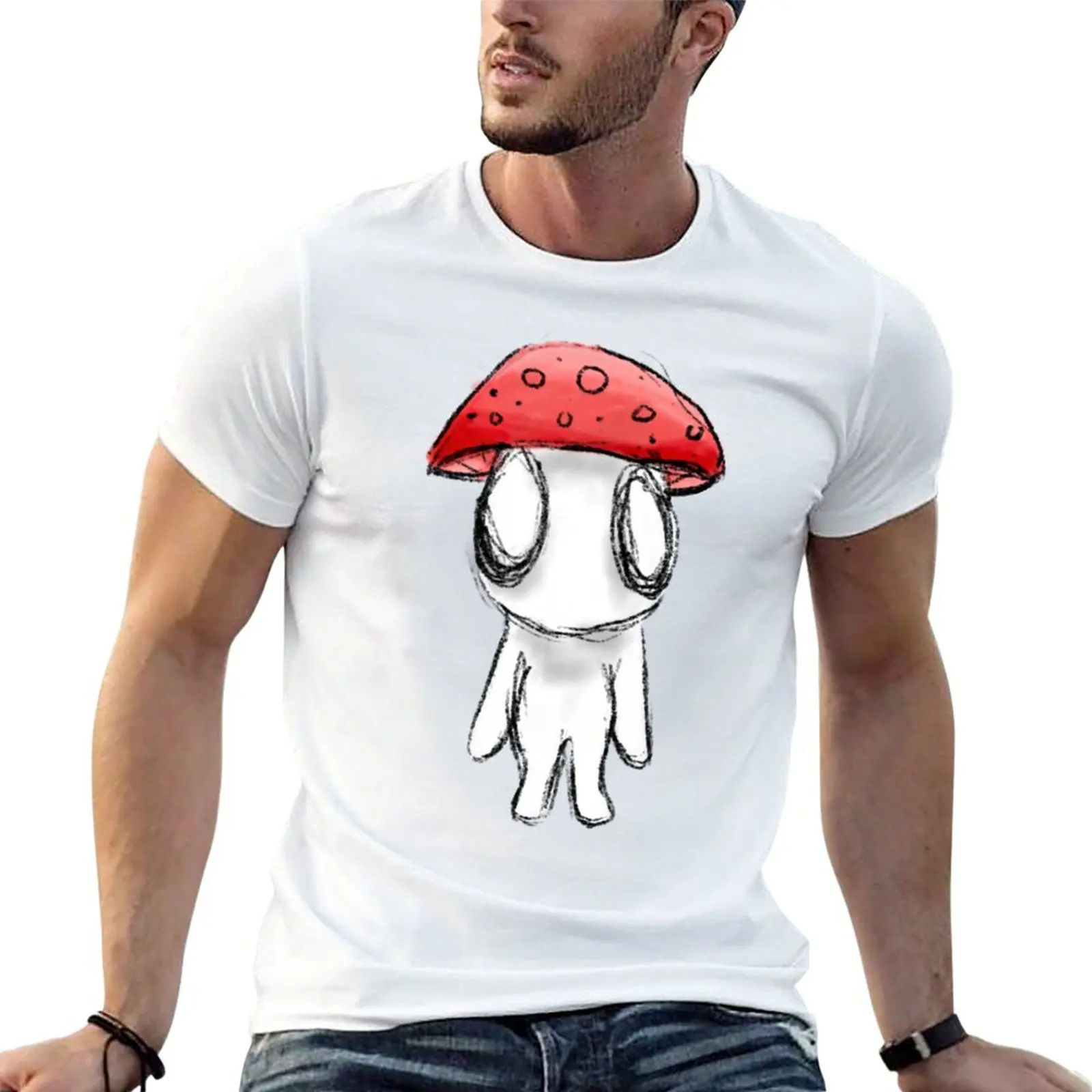 T-Shirt Little Mushroom Lad Abbigliamento Anime Magliette Divertenti Anime Fruit Of The Loom Magliette Da Uomo