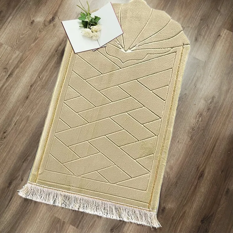 Portable Soft Muslim Prayer Rug Anti Slip Thick Prayer Mat Ramadan Worship Kneel  Embossing Carpet Eid Wedding Birthday Present