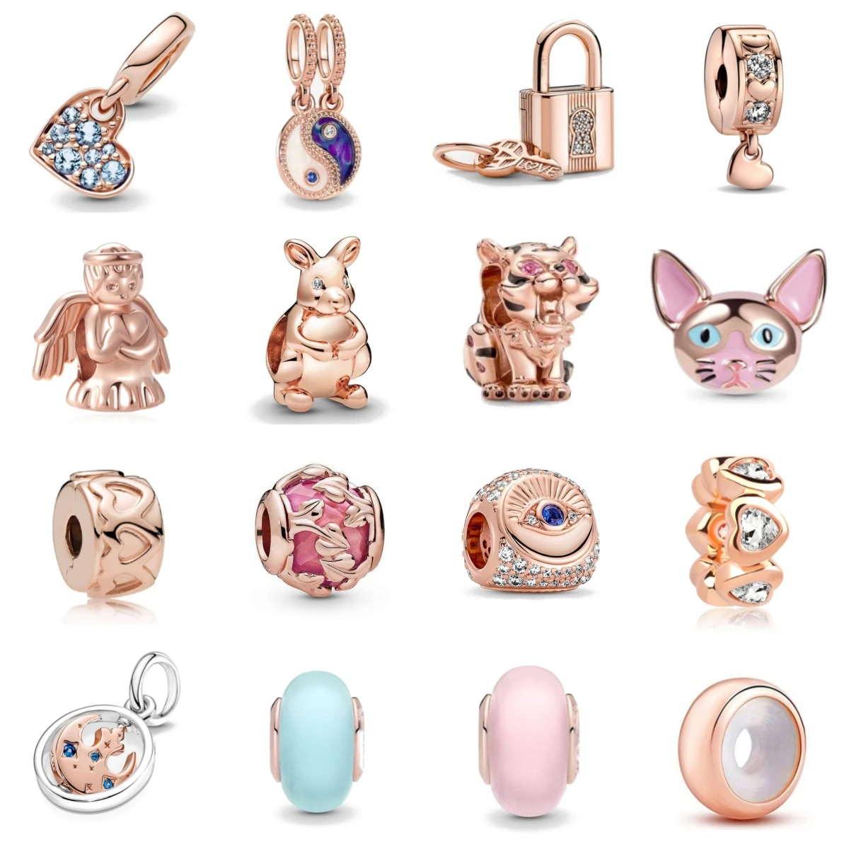 New Rose Gold Flower Spring 2024 Family Tree Charm Fit Original 925 Sterling Silver Bracelet Beads DIY Women Jewelry Gift Making 6