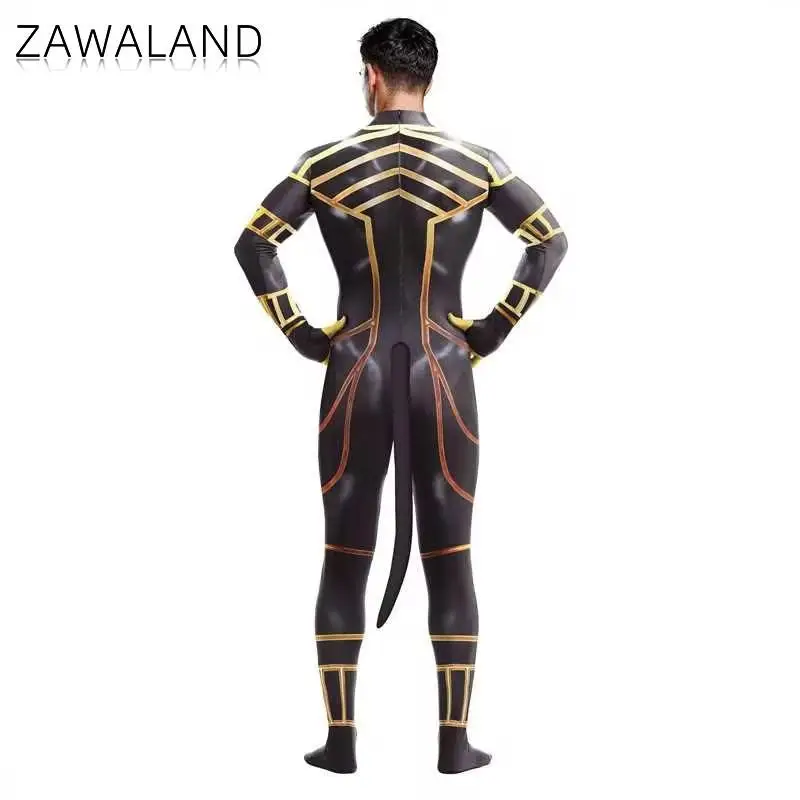 Cosplay Costume Zawaland Anubis Petsuit Men Cosplay Costume with Tail Carnival Purim Zentai Suit