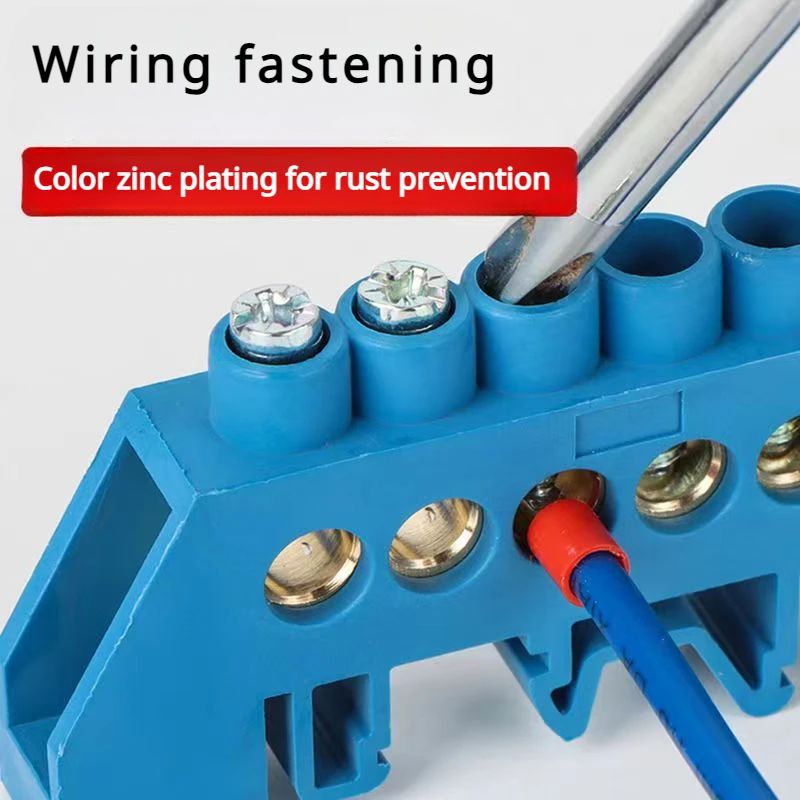 Wire Connectors Bridge Design Zero Line 4-12 Pole Screw Brass Copper Grounding Strip Terminal Block Earth And Neutral wire connectors,din rail terminal block,ground bar connector