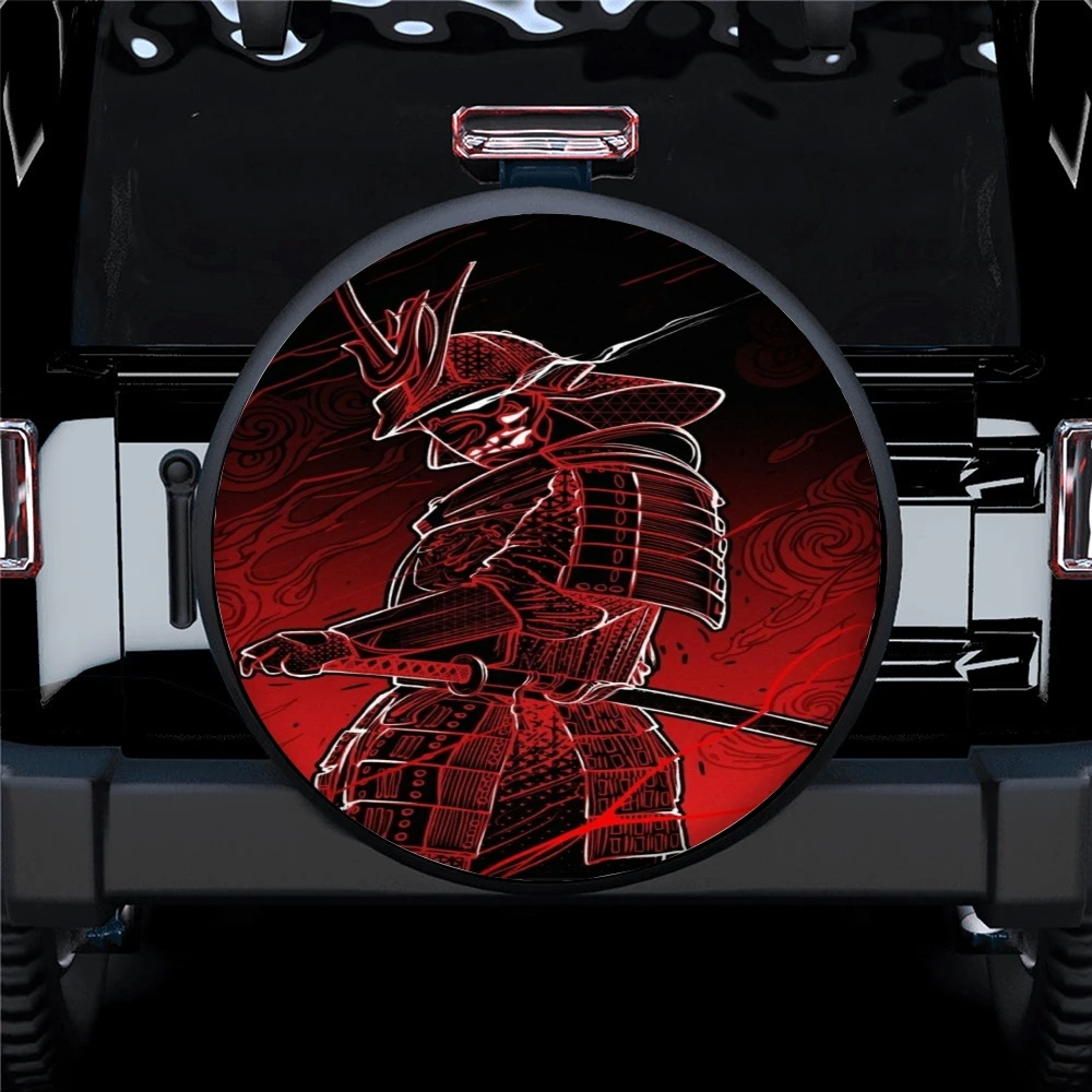 

Samurai Japan Printing Pattern Spare Wheel Cover Waterproof Sun Protection Suitable For Any Vehicle Auto Accessories 14-17 In