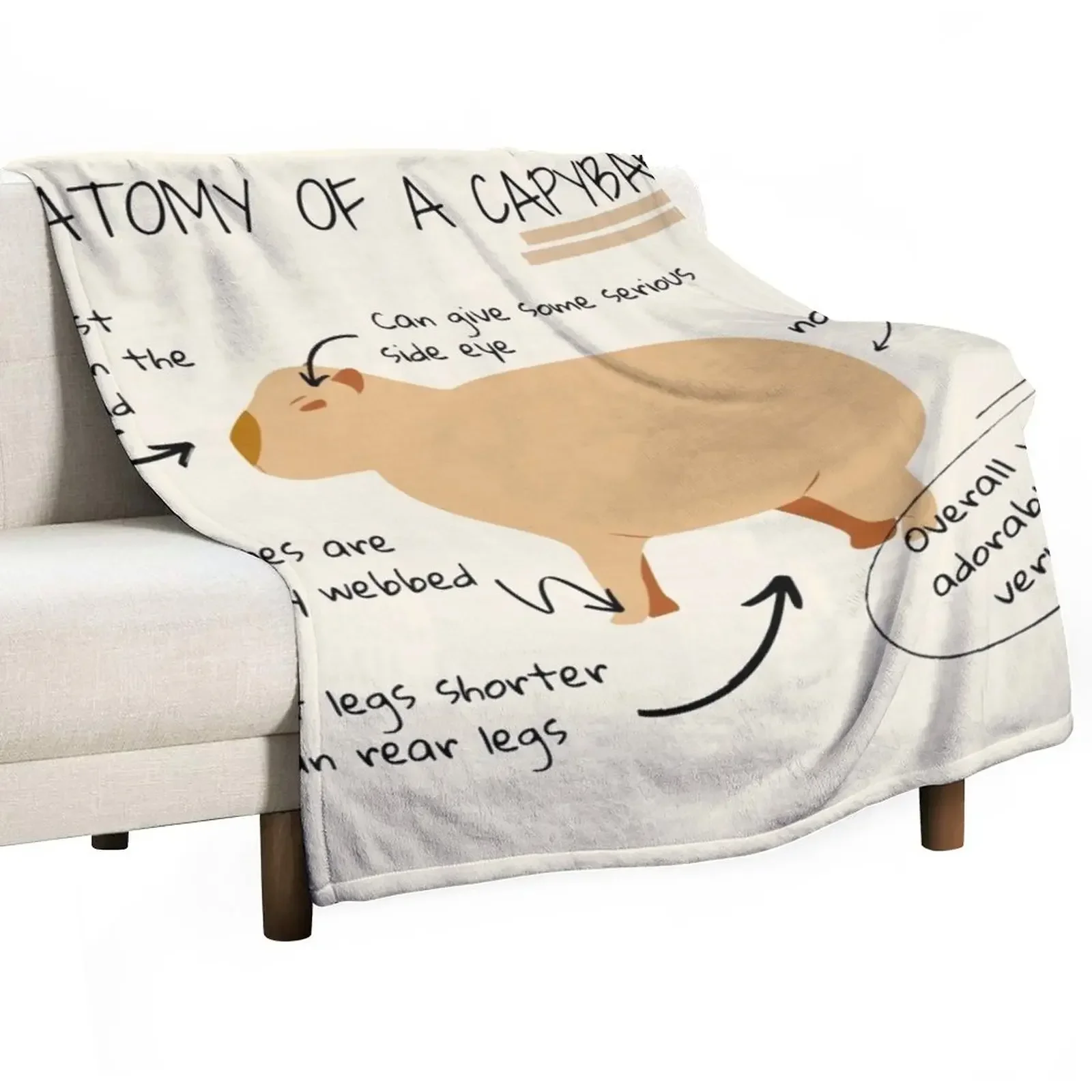 

Anatomy of a capybara Throw Blanket Plaid on the sofa Extra Large Throw Blankets
