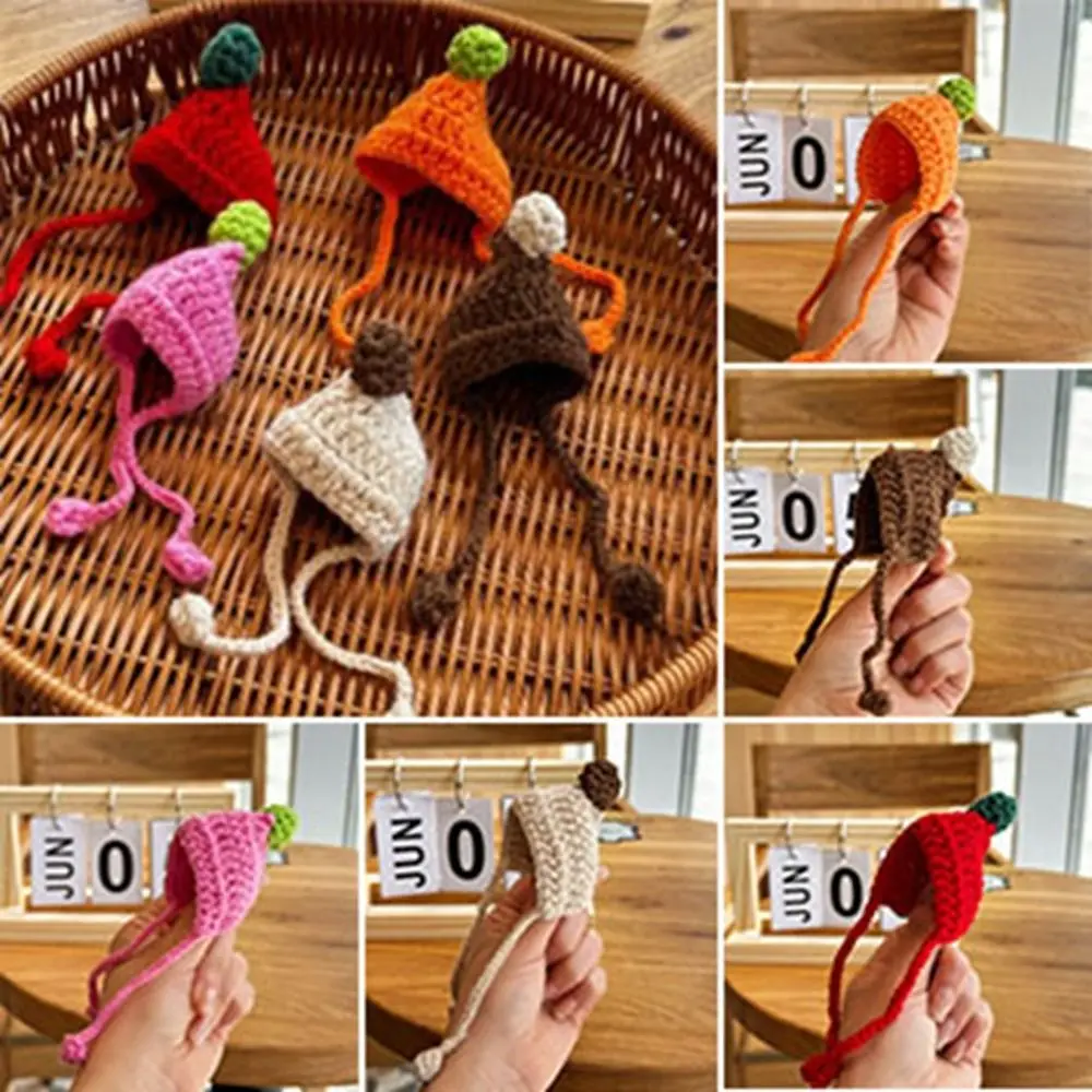New Fashion Knitted Hat Candy Color Cute Animal Doll Hat Mini Doll Accessories for 10cm Cotton Dolls