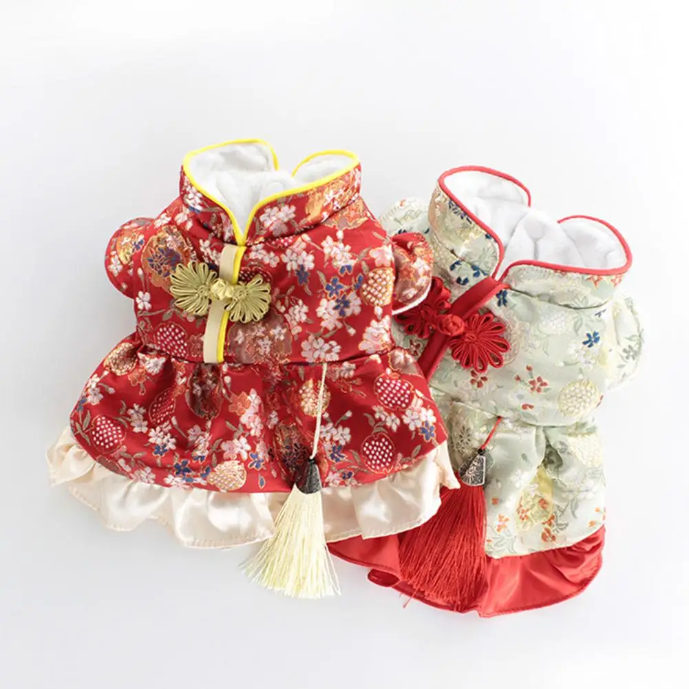 

Pet Dress for Dogs Eye-catching Dog Clothes Stylish Pet Dress Festive Winter Costume for Dogs Cats Tang Dynasty Inspired Tang