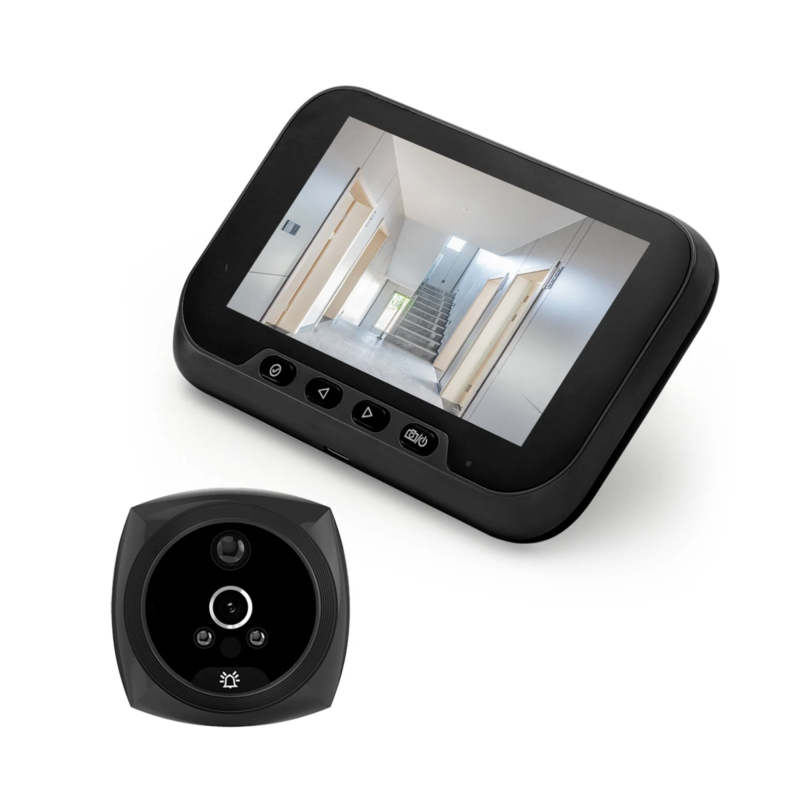 아파트 문짝 4.5 인치 구멍 카메라 초인종, 2MP LCD 디지털 뷰어, 135 도 인체 감지 컬러 초인종