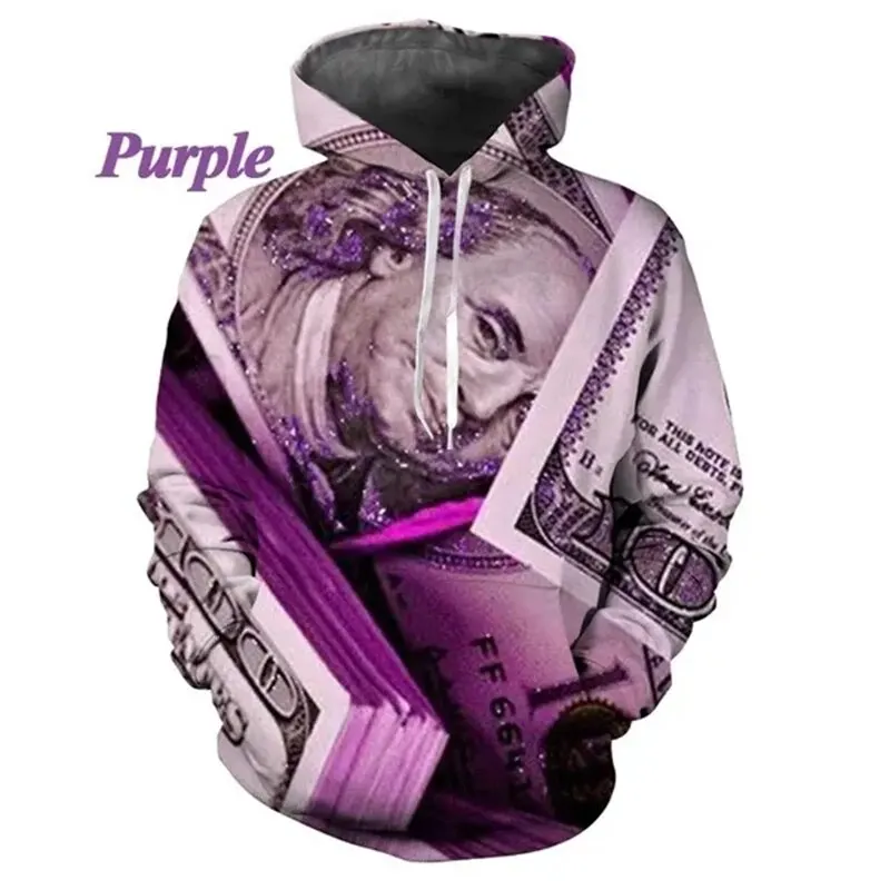 Sudadera con capucha con estampado 3D de dólar divertido para hombre y mujer, sudadera con capucha gráfica informal personalizada, sudadera holgada de gran tamaño para hombre