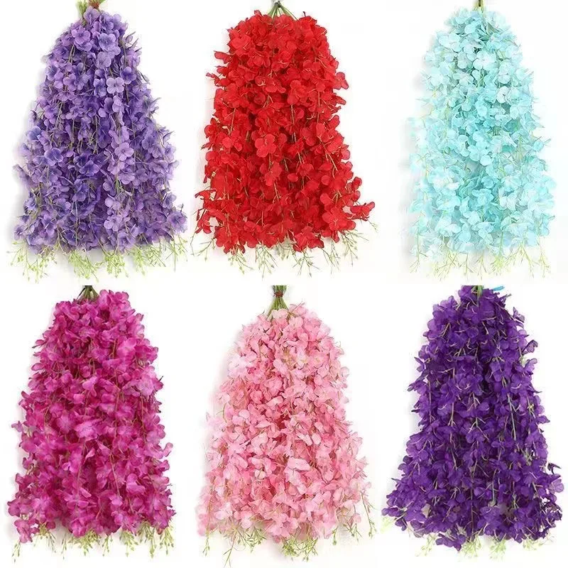 5/10 Stück 60cm Künstliche Glyzinien-Hängeblumengirlande Seidenblumenranke für Hochzeit Party Haus Garten Blumenwanddekoration