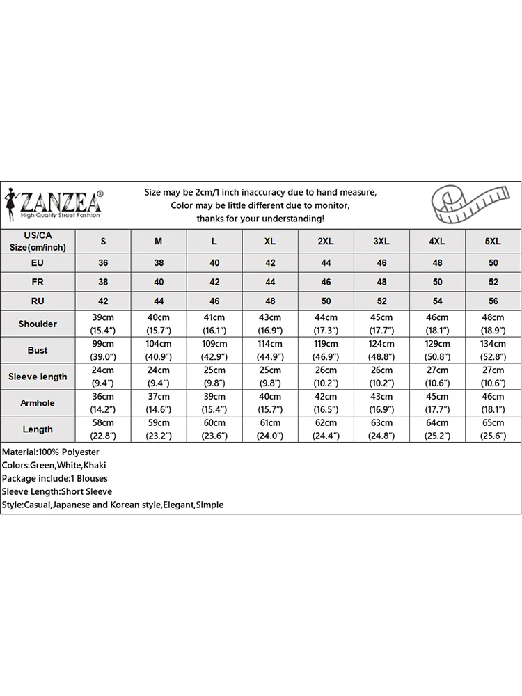 ZANZEA 2024 여성용 홀리데이 U 칼라 셔츠, 솔리드 러플 밑단 상의, 반팔 블라우스, 캐주얼 루즈, 헐렁한 튜닉, 얇은 블라우스, 여름