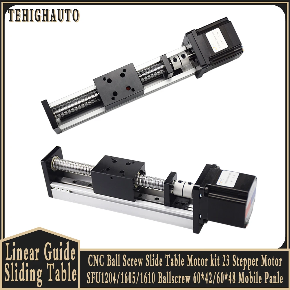 

CNC Linear Guide Rail Nema23 Stepper Motor Drive Kit SFU1204/1605/1610 Ballscrew 100-1000mm Stroke XYZ Axis Linear Slide Bearing