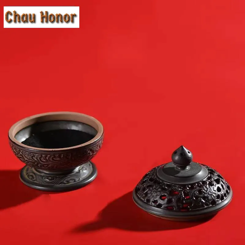 Handmade Lotus Rough Pottery Incense Holder Antique Mist Smoking Steamers Scented Aromatic Candles Tea Services Accessories Gift