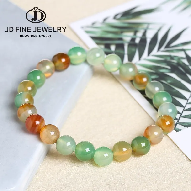 Jd Natural Stone Peacock Agate Beads Bracciale Donna Fashion Green Colorful Corniola Stone Strand Bangles Regalo Di Gioielli Femminili