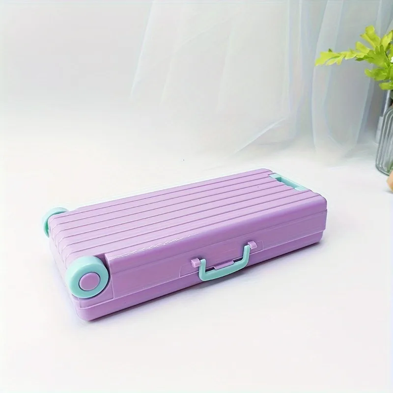 Double-Layered Trolley Case-Shaped Stationery Organizer