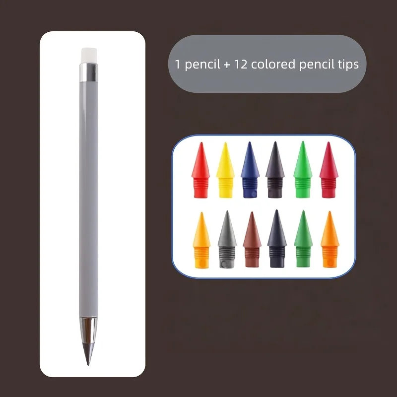 Vibrant 12-Color No-Sharpen Colored Pencils Set with Built-in Erasers – Perfect for School, Drawing & Writing