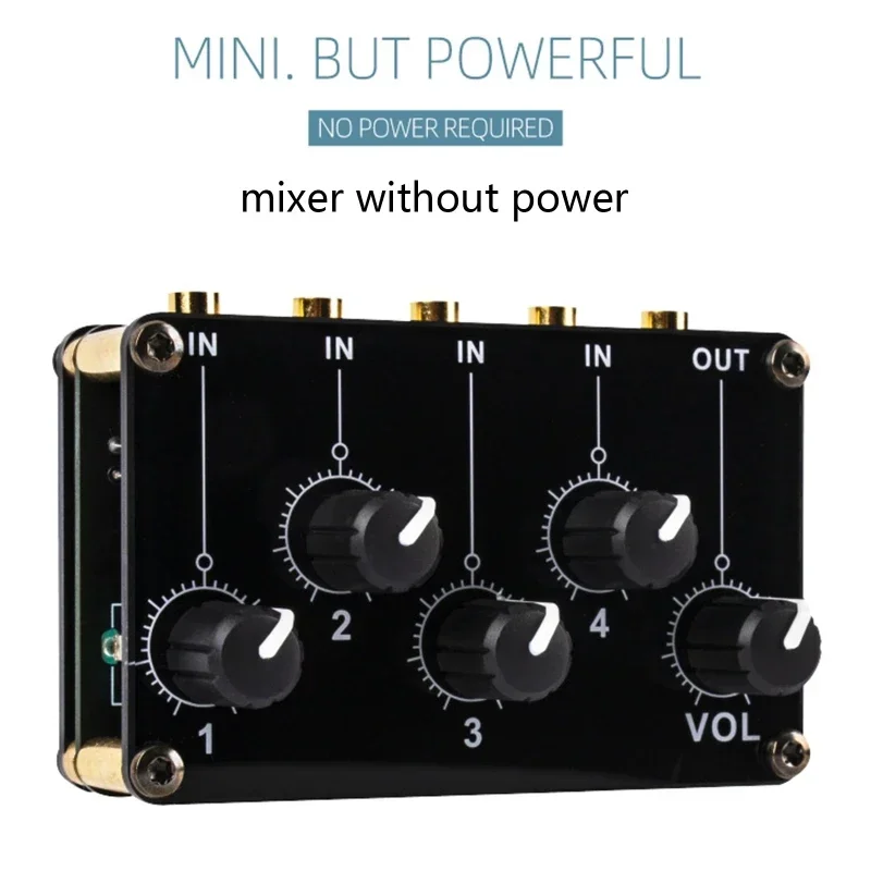 AUX 수동 믹서 스테레오 믹서, 라인 레벨 제어, 4-in-1-out, 3.5mm, 드롭 배송
