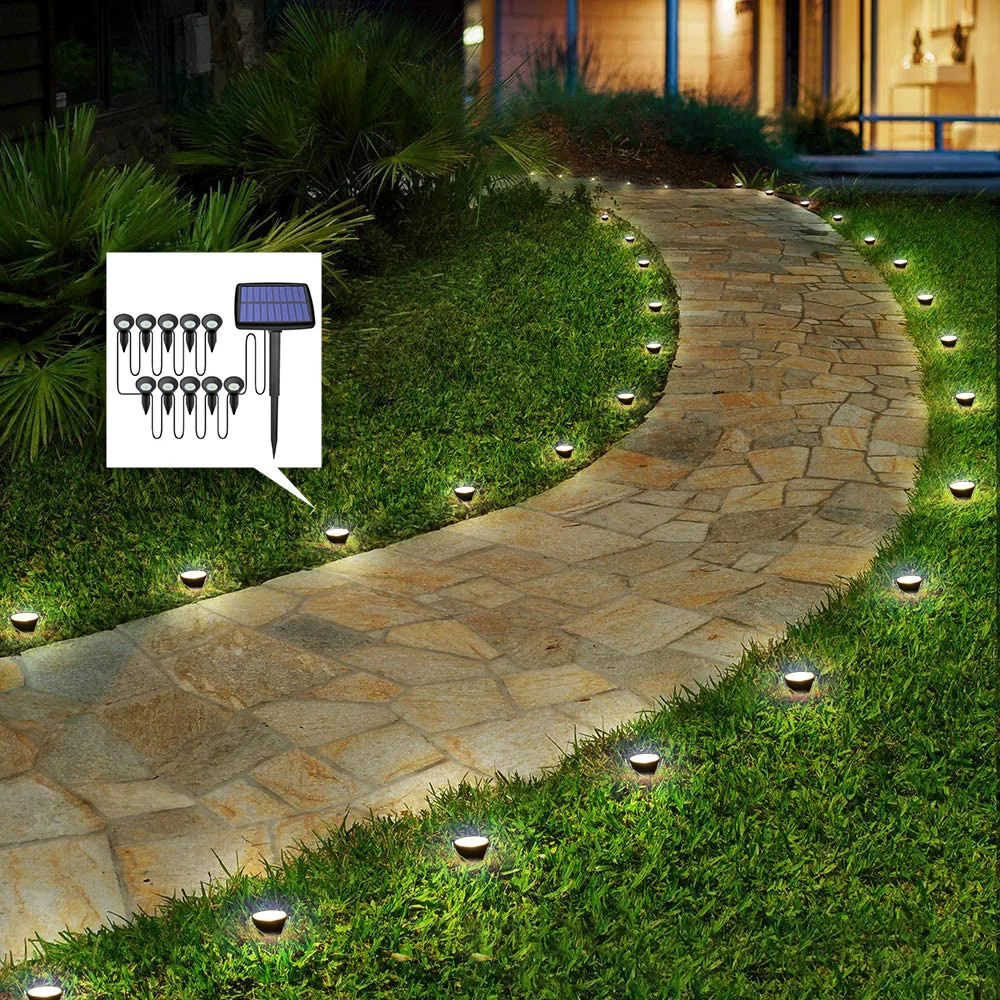 1 Pack Solar Garden Lights 10 LED Pathway Lighting Outdoor Lawn Lamps Landscape Illumination Patio Lights With Stakes Yard Decor 6