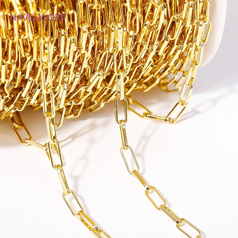 18K Gold Plated Brass Paperclip Link Chain Flat Oval Cable Chain For Jewelry Making DIY Handmade Crafts Accessories jewelry making accessories