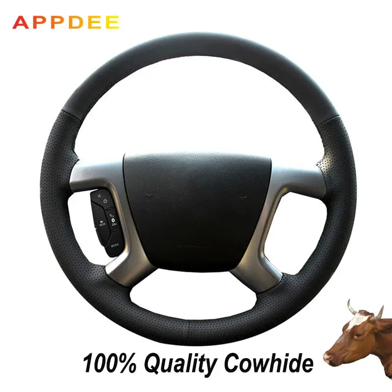 

Black Genuine Leather Car Steering Wheel Cover for Chevrolet Captiva 2007-2014 Silverado GMC Sierra 2007-2013 Daewoo Winstorm