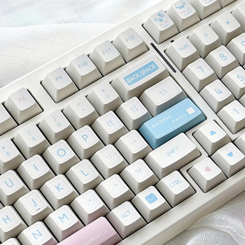 Mechanical Keyboard Keycaps Pbt Milk White Kaomoji Set 140 Keys_voghion.com