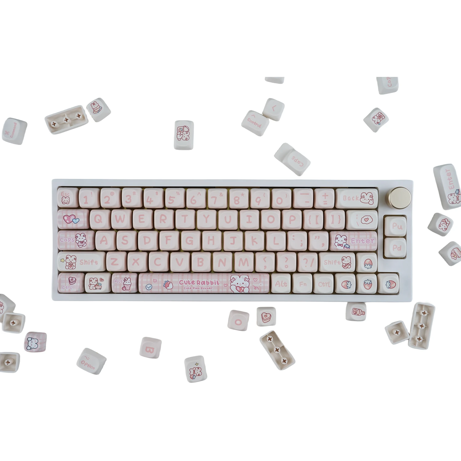 Mathew Tech-snack Coelho Keycap Pink Keycaps Perfil Moa Pbt Sublimação Teclado Mecânico Adequado para Meninas Diy - Imagem 4