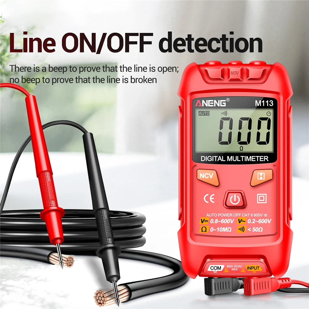 Description Picture 6 of itemPortable M113 Intelligent Mini Multimeter Digital 1999 Counts AC/DC Voltage Meter Ohm NCV Measuring Instruments Electricity Tool
