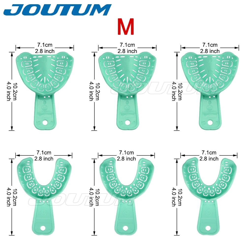صينية بلاستيكية بطبعة أسنان ، زراعة أسنان ، فم كامل ، قالب جزئي قابل للإزالة ، سهل الطي ، S ، M ، L ، 6 لكل مجموعة