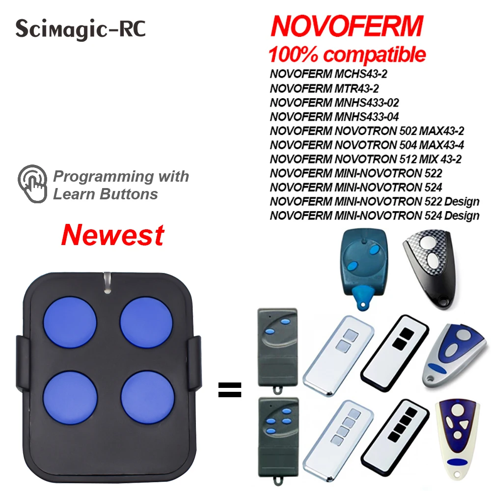 NOVOFERN-Controle Remoto Da Porta Da Garagem, NOVOTRON 502, MAX43-2, 433,92 MHz, Código De Rolamento 504, MAX43-4, MCHS43-2, MINI-NOVOTRON 522 Design