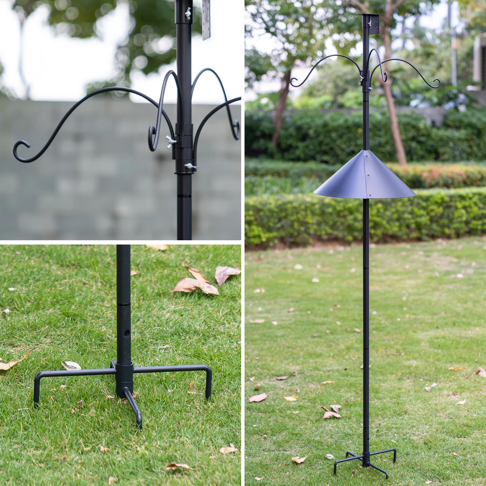 Bird Feeder Pole 92 Inch Bird feeder pole 5-Prong Anchor Feeding Station For Wild Birds Watching Adjustable Poles Universal!