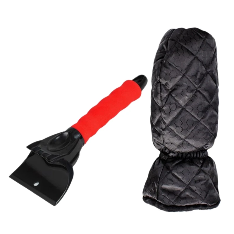 

NEW-Ice Scraper Mitt, Windshield Snow Scraper Mitt With Waterproof Glove Lined Of Thick Fleece For Car SUV Truck