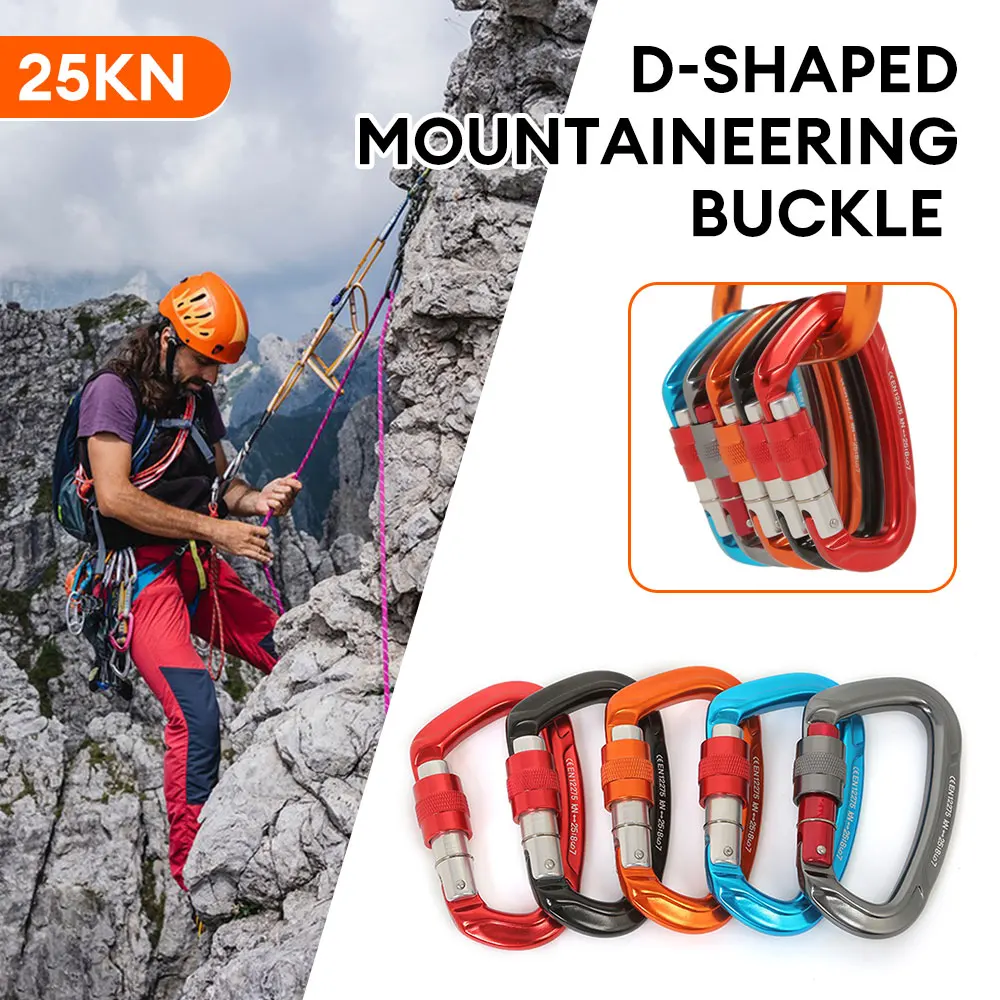 Outdoor Camping Rock Climbing Carabiner 25kN Lock Hammock Backpack Cord Buckle Safety Protection Multi Tool Fishing Accessories