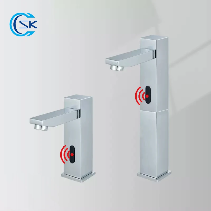 

High Short Chrome Smart Sensor Bathroom Basin Faucet.Automatic Infrared Sensing Cold Hot Water Mixer Tap.Touchless Sink Taps.