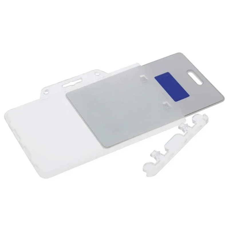 ABS Transparent Horizontal Plastic Card Holder Locking Certificate Card Holder PC Hard Plastic Chest Plate Nurse Accessories 1pc