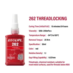 High - Strength High - Temperature Resistant Threadlocker Anaerobic Adhesive (262 50ml)