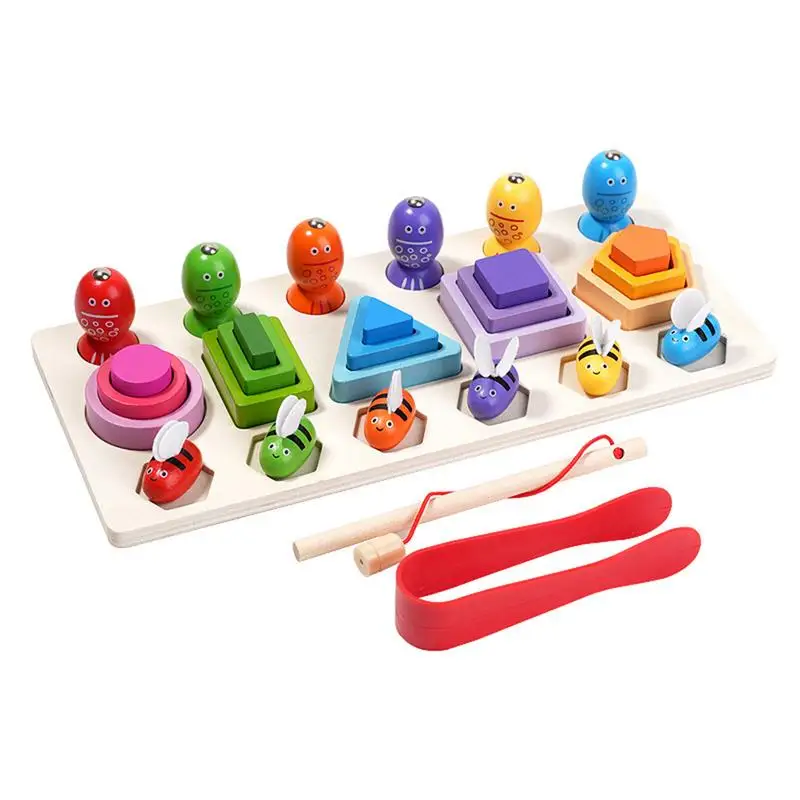 

Magnetic Fishing Game Toy Wooden Montessori Magnetic Fishing Toys Color Recognition Wooden Sorting & Stacking Toys Balance Game