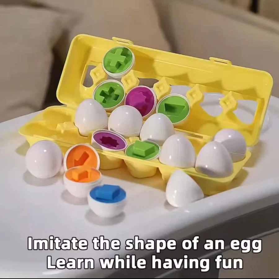 12pc Learning Educational Toy Smart Egg Toy Games Shape Matching Eggs Montessori Sorters Toys Toys For Kids Children 2 3 4 Years