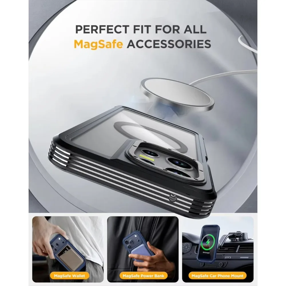 Heavy Duty 3-in-1 Magnetic Case with Anti-Shock Kickstand and Belt Clip Cover