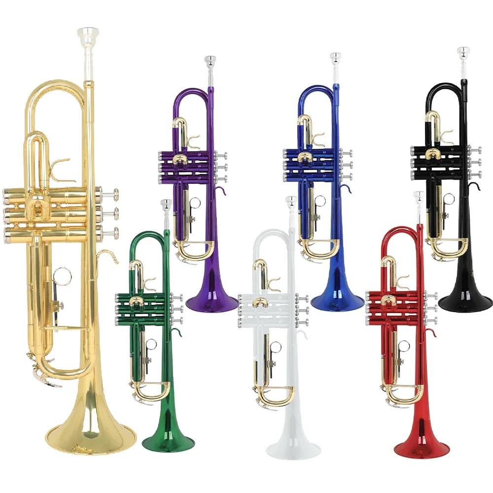 SLADE Gold-Plated Trumpet Brass LT-800 Standard Bb Trumpet Set For Student Beginner With Hard Case Gloves 7 C Mouthpiece