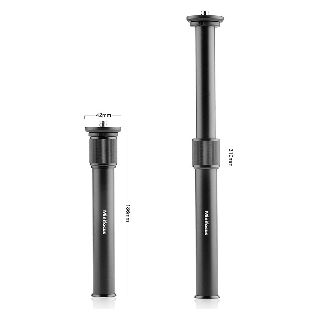 Metal Handheld Adjustable 3/8" Size Tripod Mount Monopod Extension Rod for DSLR & SLR Camera Gimbal 2-Section Center Column Pole