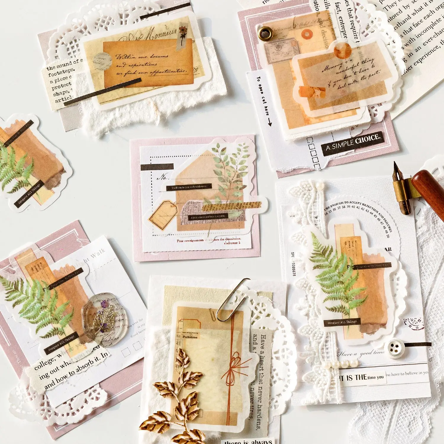 

20 комплектов/1 партия милые канцелярские наклейки винтажные Лоскутные декоративные передвижные наклейки для скрапбукинга