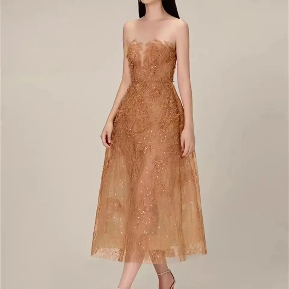chinese dress ladies Luxury Blush Pink Crystal Embellished Two-Piece Evening Dress SS518 Blush Pink / 16 main image 0