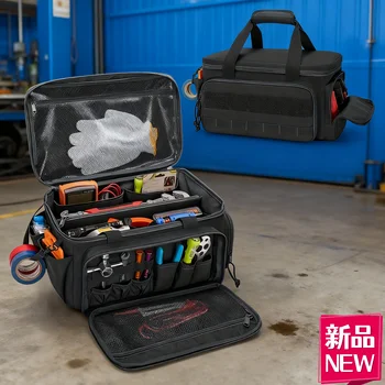 Borsa portaoggetti per attrezzi con manico portatile, multifunzionale, di grande capacità, per pinze, forbici, martello, carpentiere, borsa portaoggetti per accesso alle attrezzi