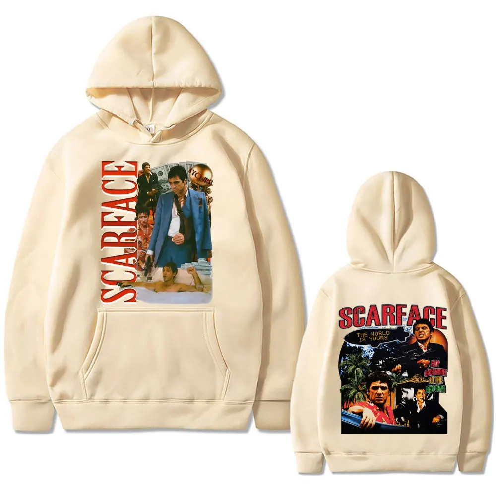 Classic Vintage Movie Scarface Al Pacino As Tony Montana Hoodie Men Casual Oversized Sweatshirt Male Hip Hop Punk Rock Hoodies