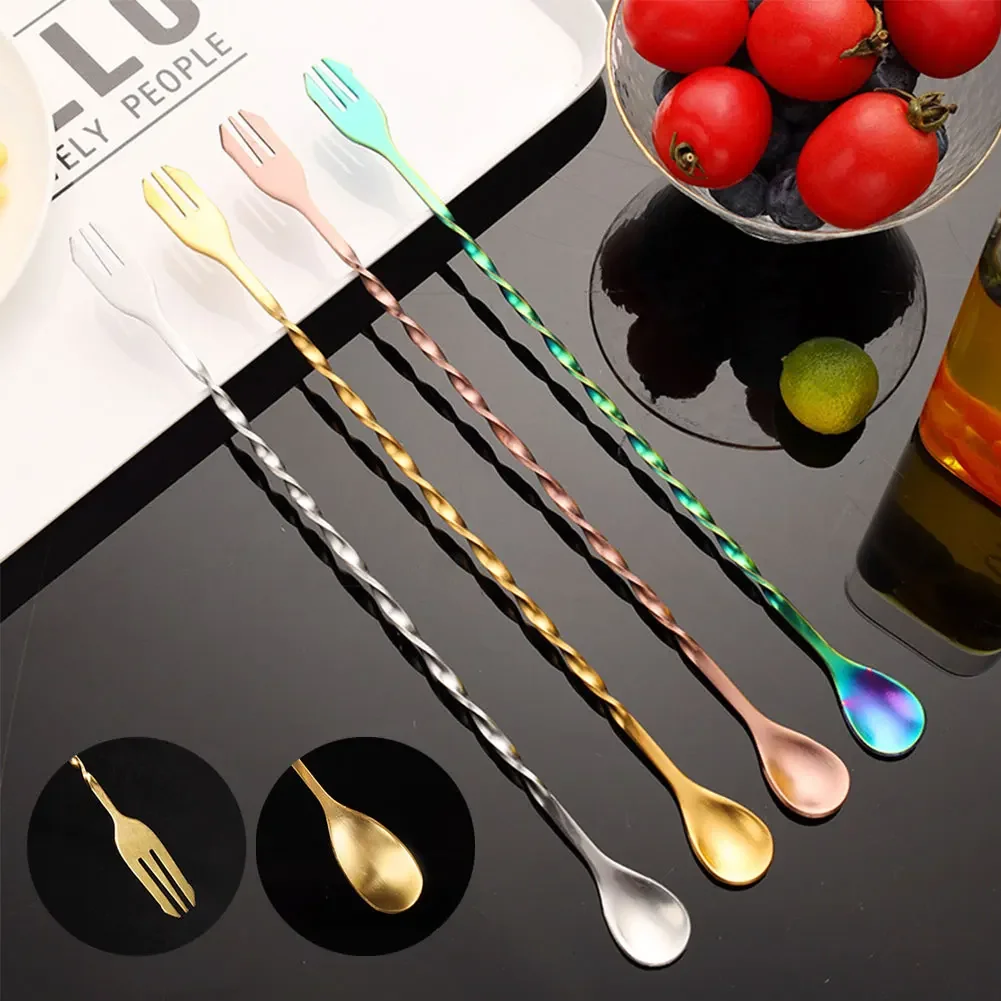 Creative Long Spiral Handle Cocktail Spoon Stainless Steel Whisky Wine Mixing Spoon Shaker Muddler Stirrer Bar Accessories cocktail stirrers