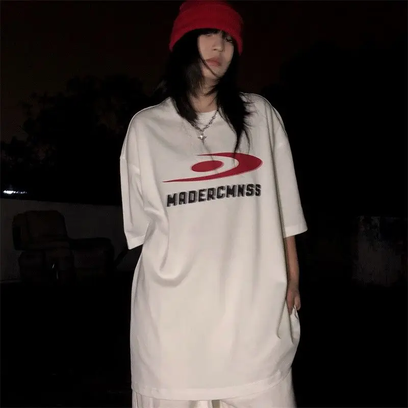 

Heavy cotton niche design geometric pattern T-shirt ins style loose and versatile neutral style short sleeves y2k clothing tops