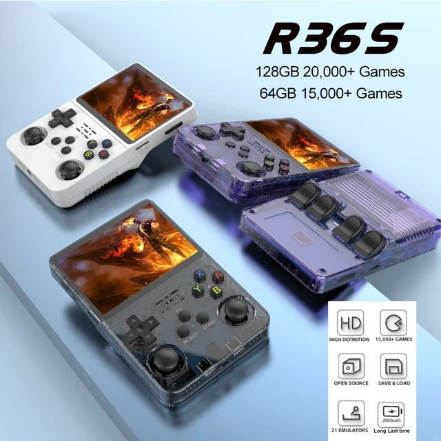 Open Source R36S Retro Handheld Video Game Console Linux System 3.5 Inch IPS Screen Portable Pocket Video Player R35S 64G Games 6